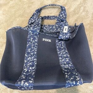 PINK Victoria's Secret Blue Floral Tote Bag